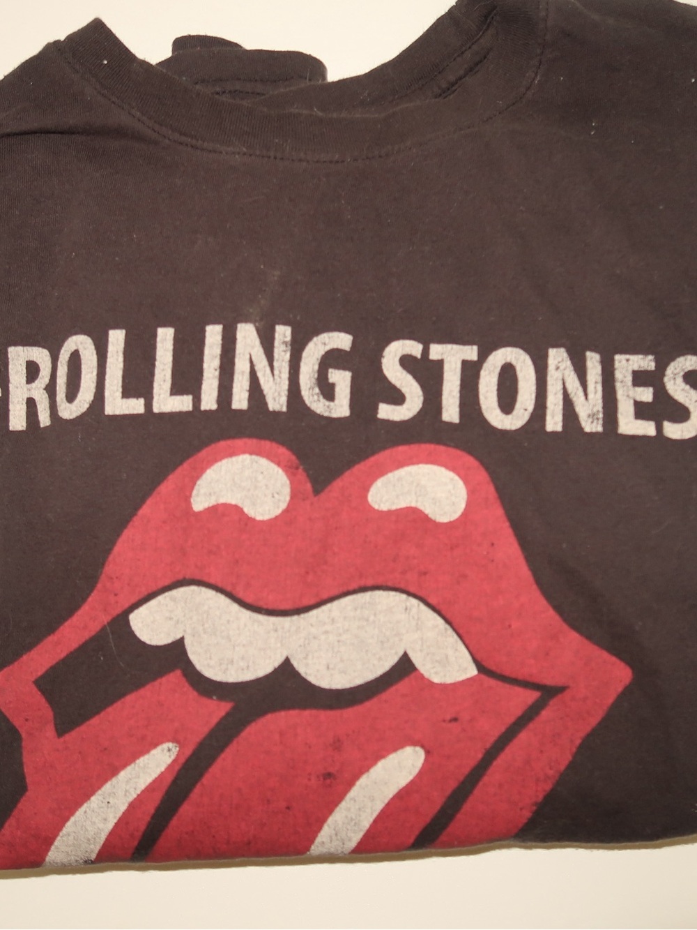 the Rolling Stones Black Tee with Red Tongue Graphic